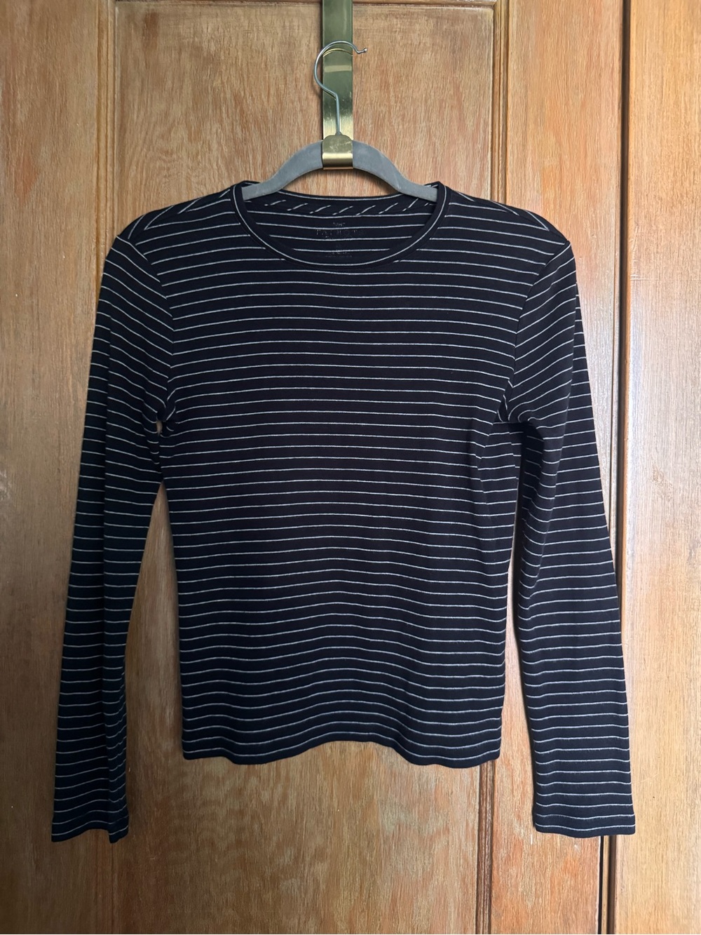 Black and white striped long sleeve top
